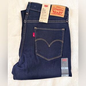 30x34 Levi's Women Skinny Jeans - Dark Blue Wave with Yellow Stitching